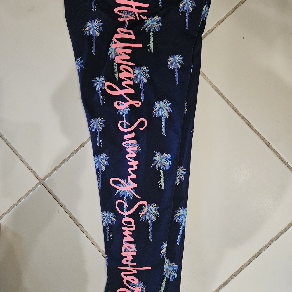 Lilly Pulitzer Navy and Pink Tropical Leggings